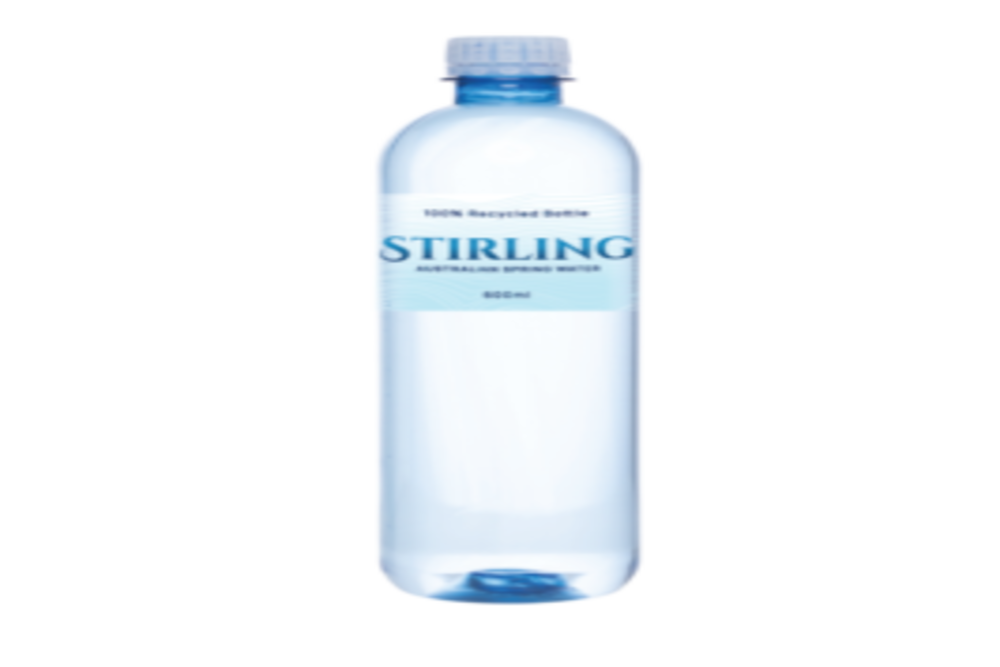 Natural spring water in a bottle