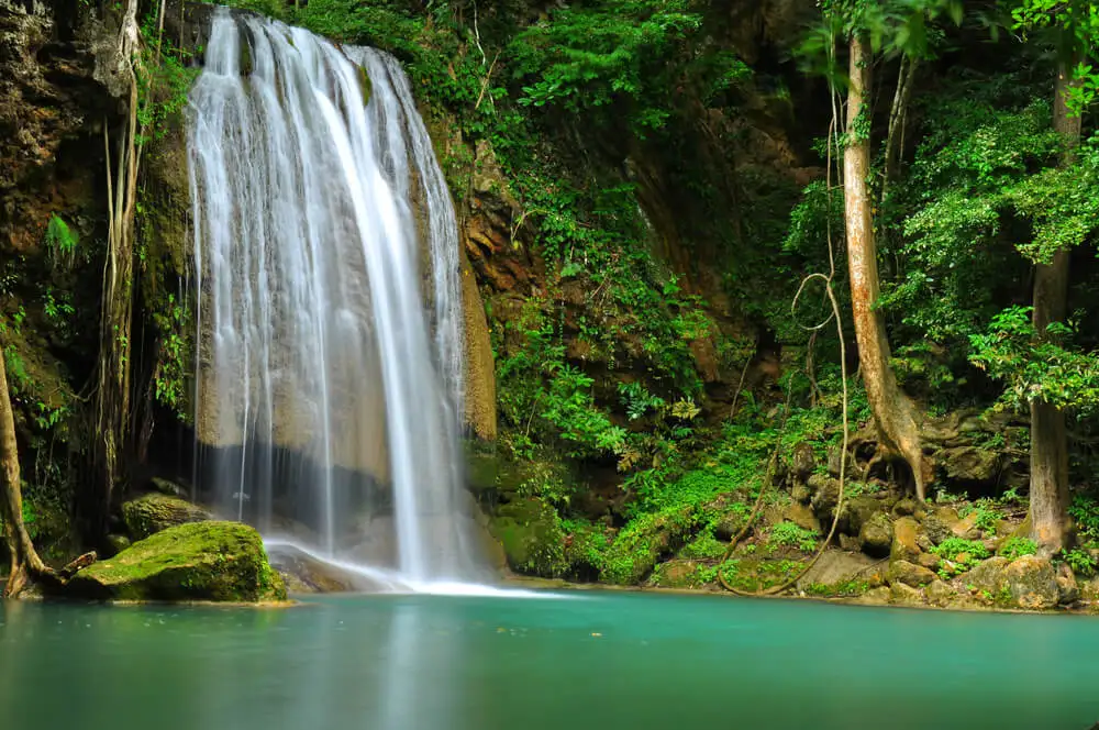 clear water falls for recycled plastic bottles